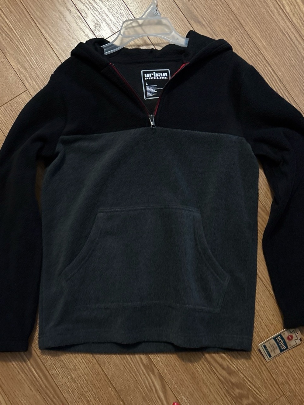 urban pipeline Black & Charcoal Fleece Half-Zip with Red Trim
